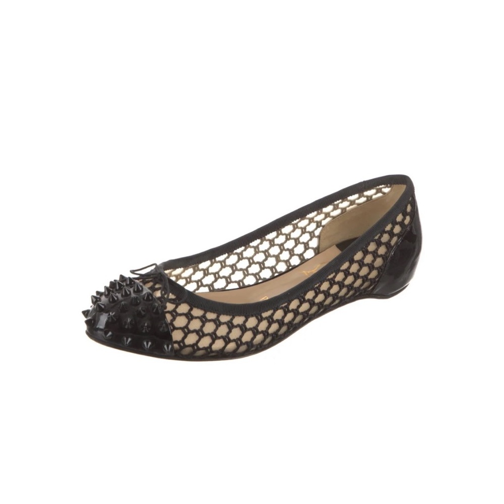 Black Mesh Studded Flats - Picture 2 of 6